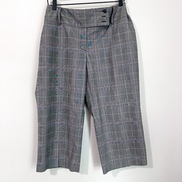 Style & Co Women's Plaid Gray Stretch Cropped Wide-Leg Pants Size 14 - Picture 1 of 11